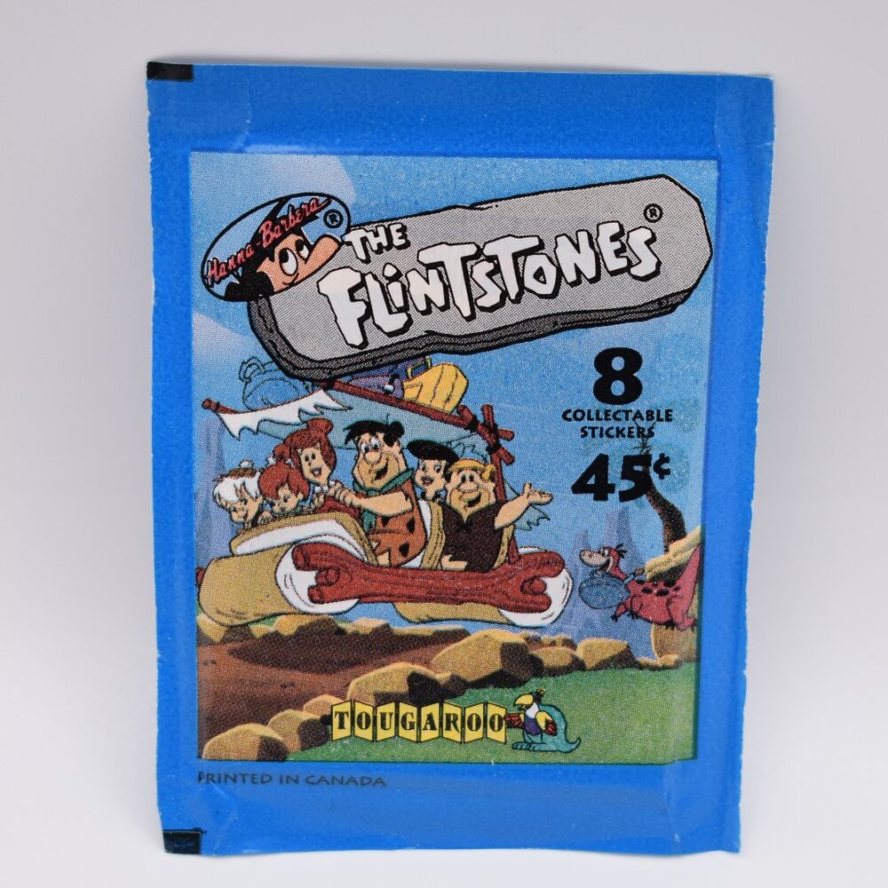8x The Flintstones 8 Collectable Stickers Pack Tougaroo Vintage English/French - Picture 2 of 10